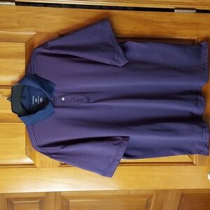 * George Summer Navy and Purple Stripe Performance Polo Shirt, Size XL, Like New
